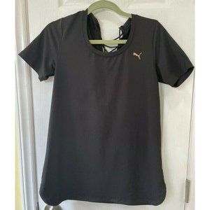 Puma shirt women's active wear black size small unique back lace up. Great shape